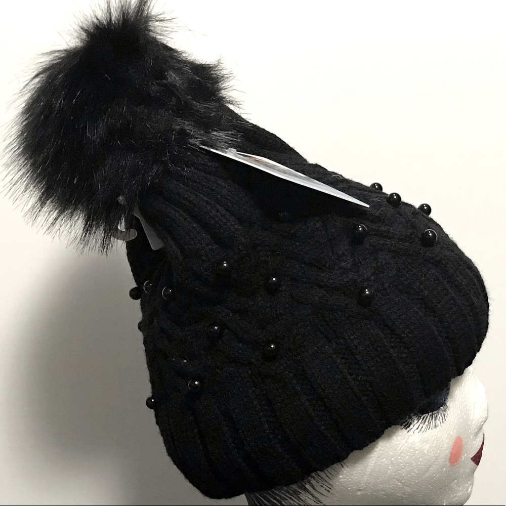 ✅🆕Beaded black knit hat